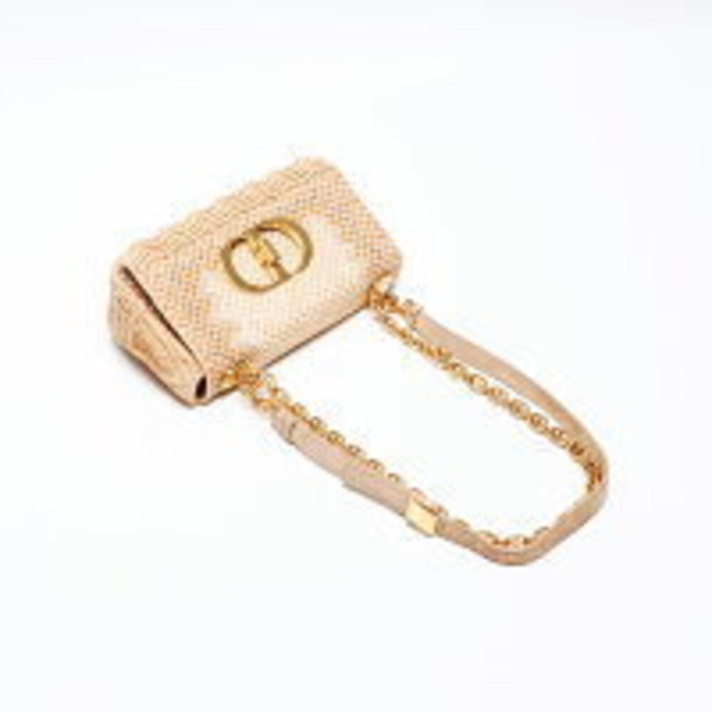 Christian Dior Caro Chain Raffia Shoulder Bag Beige - Picture 9 of 13